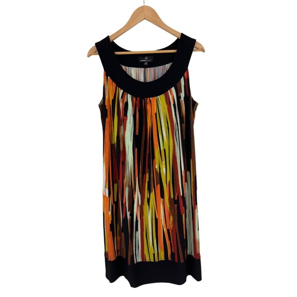 Size 14W 1X MULTI-COLOR PAINTED BRUSHSTROKE PRINT SLEEVELESS DRESS‎ Summer PLUS - Picture 1 of 5